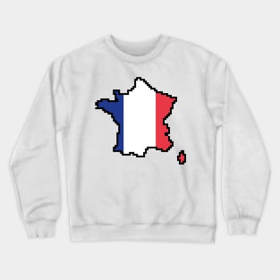 8-Bits France Map Flag Pixel Art Crewneck Sweatshirt